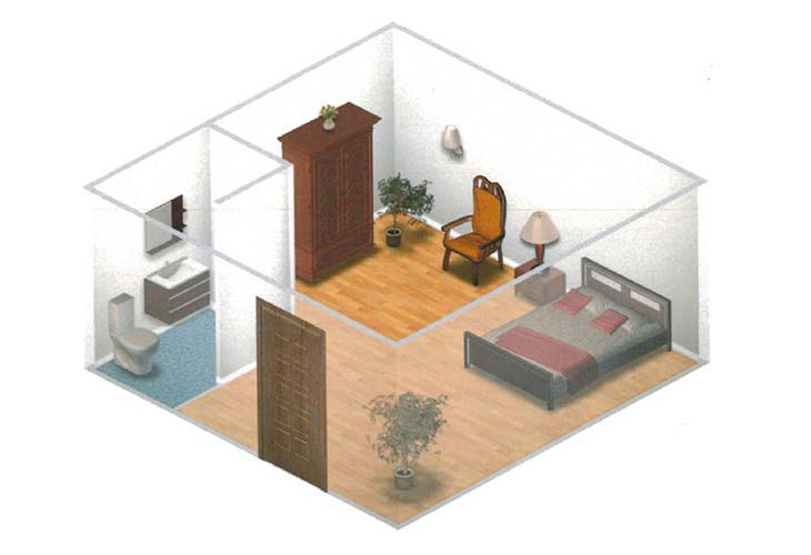 Single memory care apartment floor plan at Summerfield of Stockton Memory Care in Stockton, CA